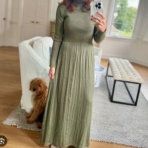 Anthropologie Thea Twofer Moss Green Maxi Dress XS